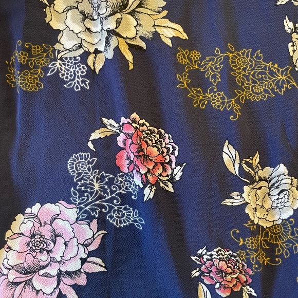 Navy Blue Floral Skirt - Picture 2 of 3